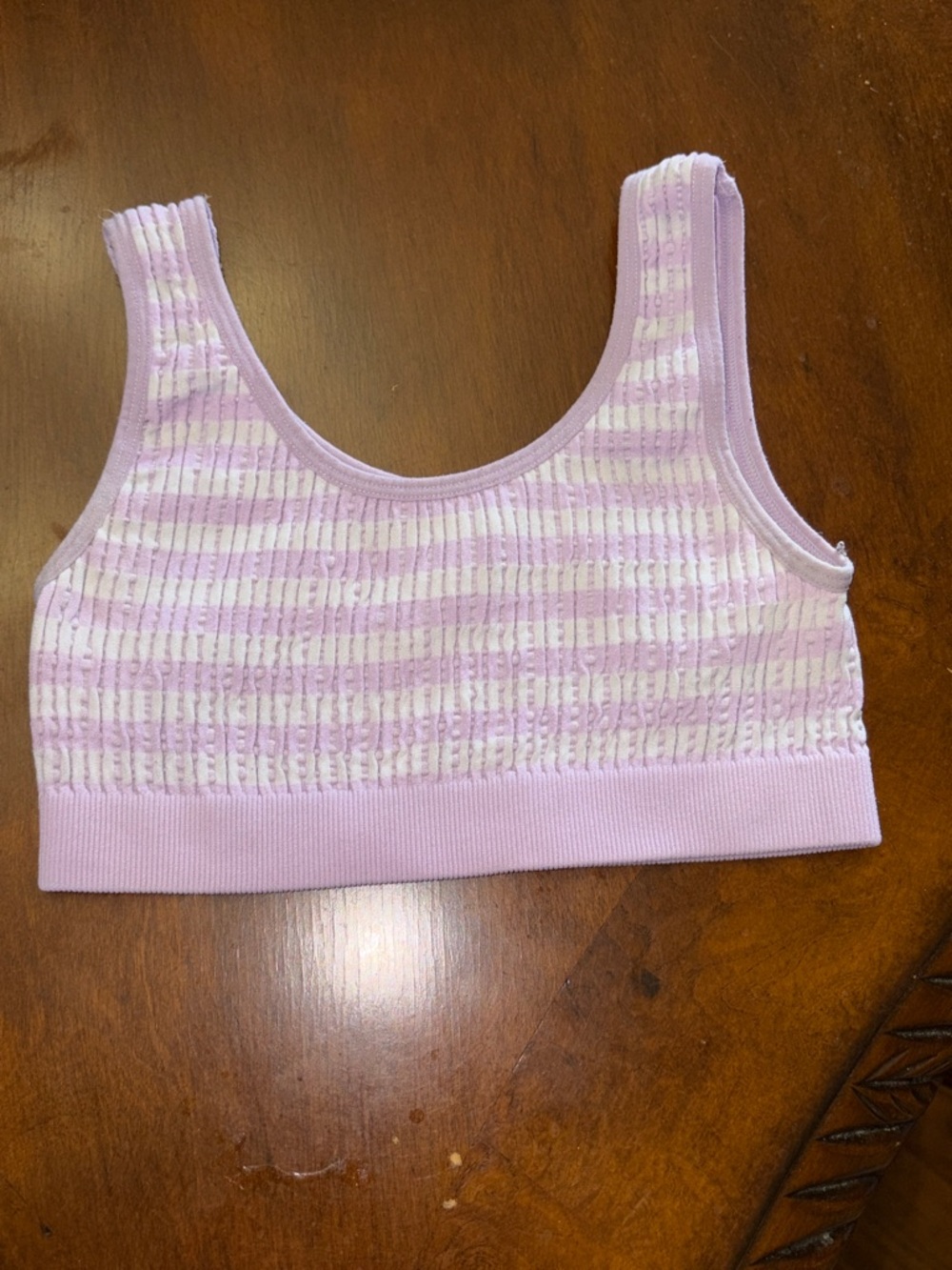 art class Lavender and White Ribbed Tank Bralette